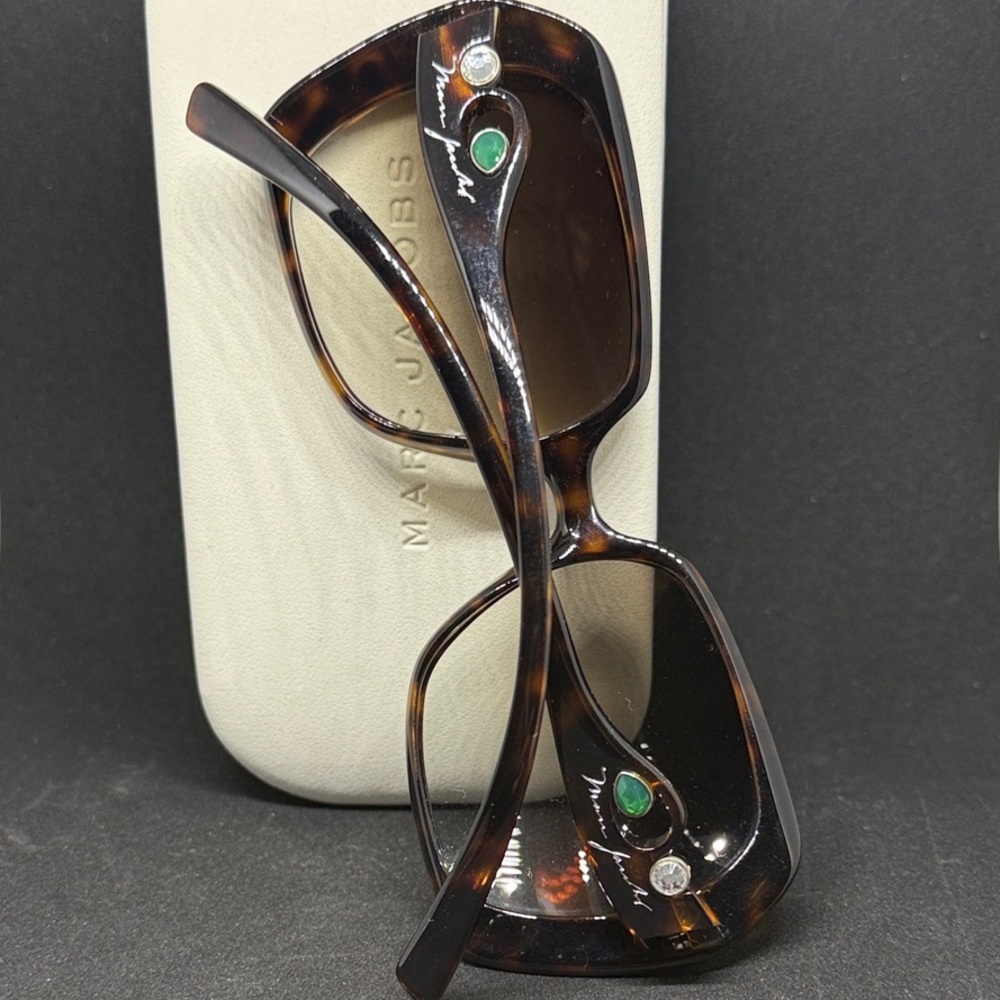 Marc Jacobs Tortoise Sunglasses with Emerald Details